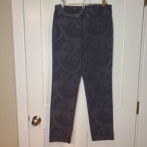 Krazy Larry SZ 8 Womens Pull-on Stretch Pants Leggings Black Swirl Textured USA